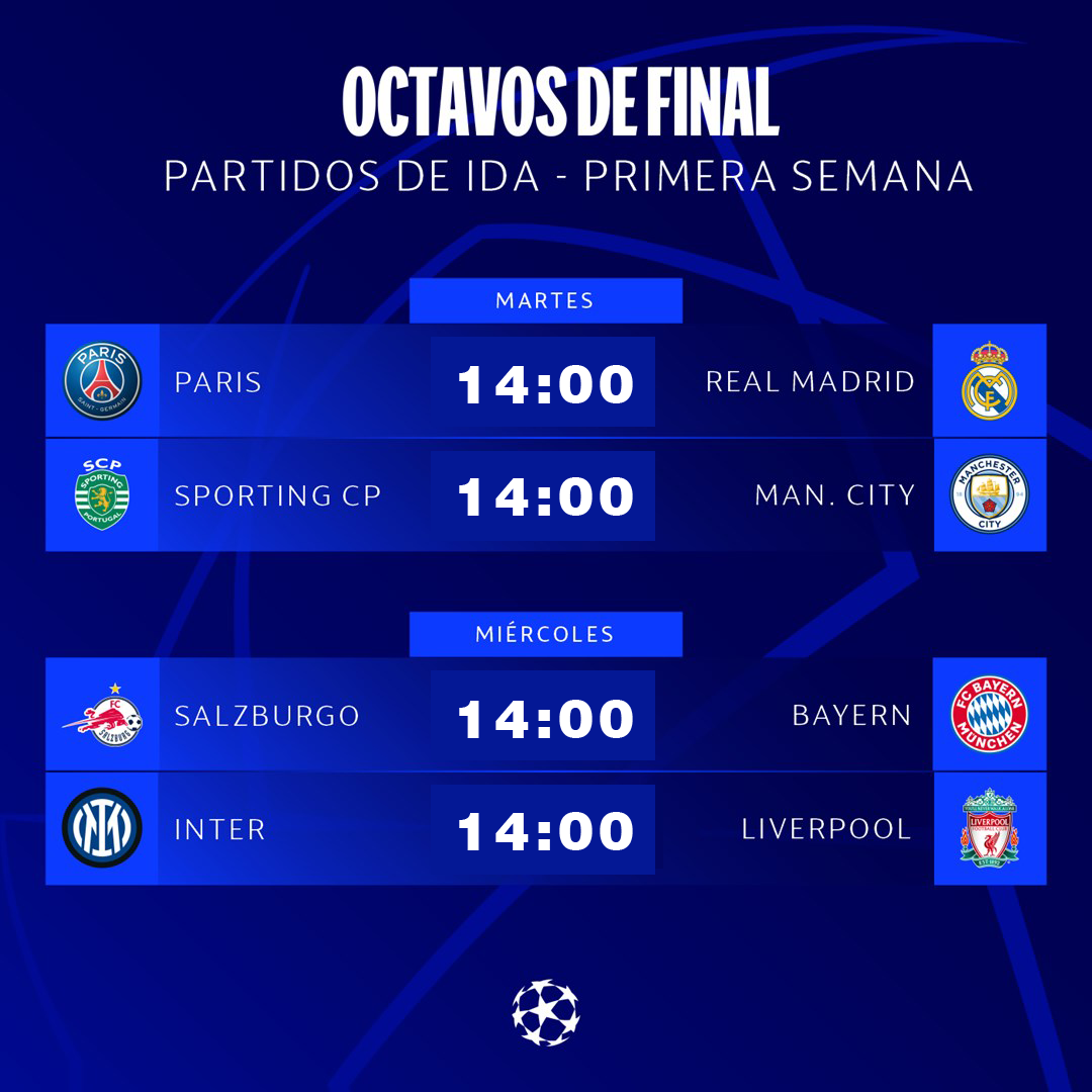 Octavos de Final Champions League, fechas y horarios – Media Cancha SLP